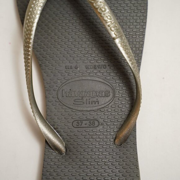Havaianas "Slim" Grey & Silver Flip Flop With Turquoise & Silver Pendant - Picture 5 of 6
